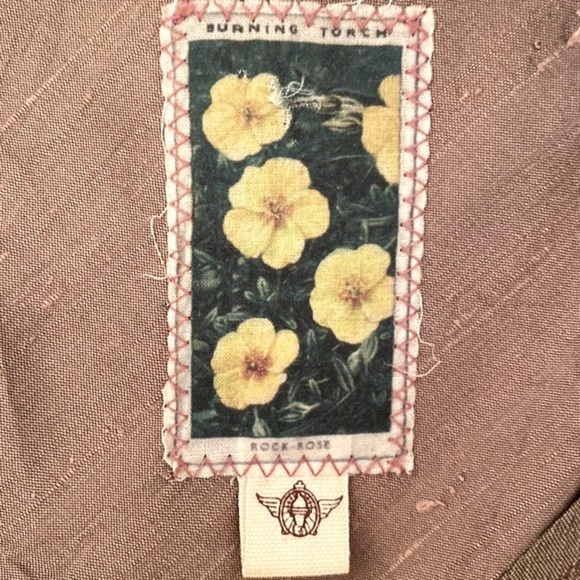 Burning Torch (Anthropologie) silk panel A line skirt appliqué & glass leaves M - Picture 2 of 12